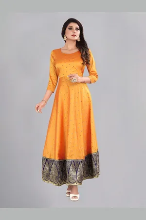 Atsevam Yellow Ethnic Motifs Jacquard Ethnic Maxi Dress