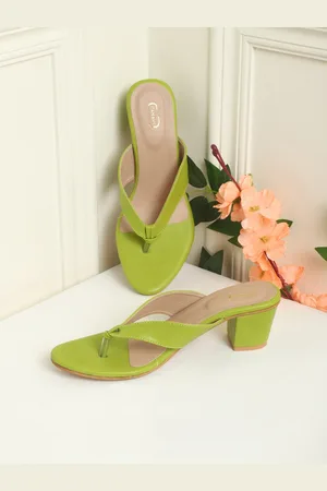 PANAHI Lime Green Solid Block Heels