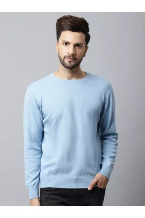 CANTABIL Men Blue Solid Pullover