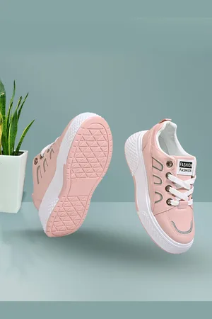 Jove Women Pink PU Casual Sneakers