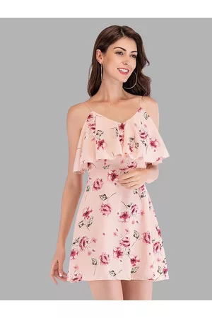 JC Collection Women Pink Floral Printed Mini Dress