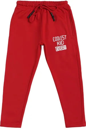 DYCA Boys Red Solid Regular Fit Cotton Track Pants