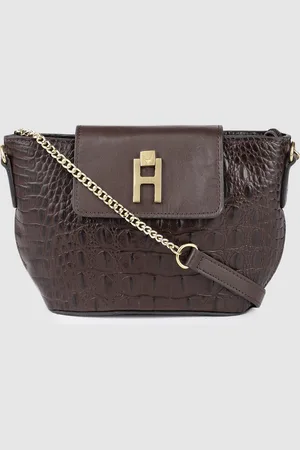 Hidesign Women Brown Textured Leather Sling Bag