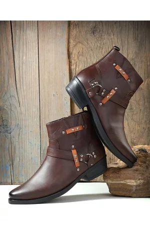 San Frissco Men Brown Studded Casual Boots