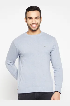 Duke Men Blue Solid Long Sleeves Pullover
