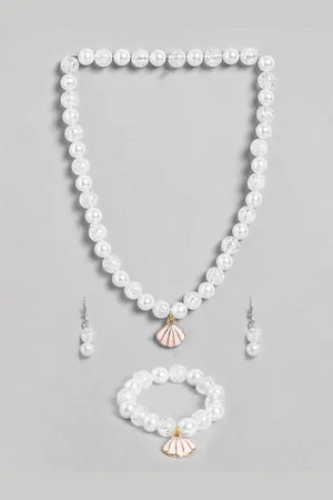 EL REGALO Girls White Beaded Jewellery Set