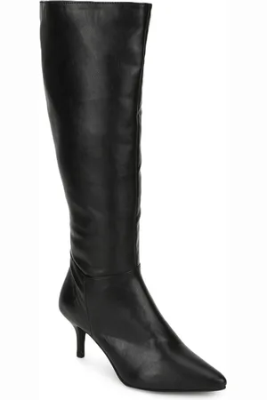 Truffle Collection Black PU Kitten Heeled Boots