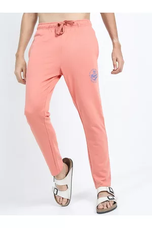 Highlander Men Peach-Coloured & Purple Printed Slim-Fit Track Pant
