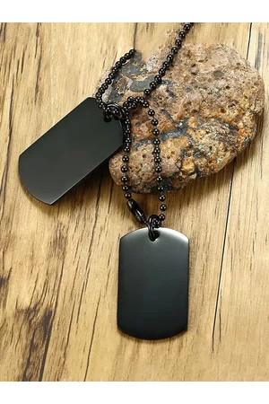 Yellow Chimes Men Black Dual Pendant with Chain