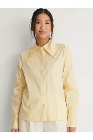 NA-KD Women Yellow Solid Pure Cotton Casual Shirt