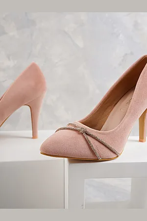 DressBerry Pink Velvet Stiletto Pumps