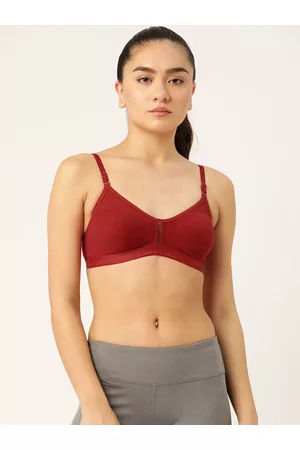 Buy Lady Lyka Burgundy Solid Non Wired Non Padded T Shirt Bra