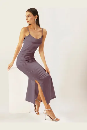 DressBerry Women Mauve Satin Maxi Slip Dress
