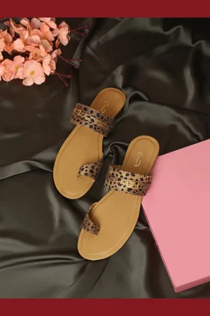 PANAHI Women Tan One Toe Flats with Buckles
