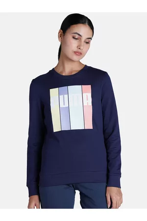 PUMA Women Regular Fit Cotton Graphic Crew Sweatshirt