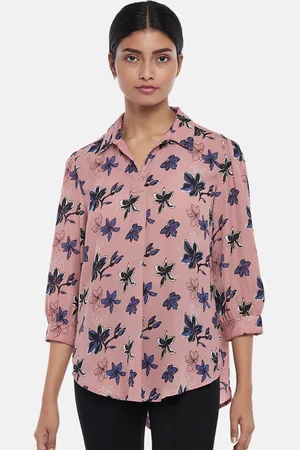 Pantaloons Pink Floral Print Shirt Style Top