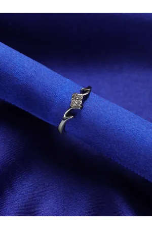 Priyaasi Women 925 Sterling Silver White AD-Studded Adjustable Finger Ring