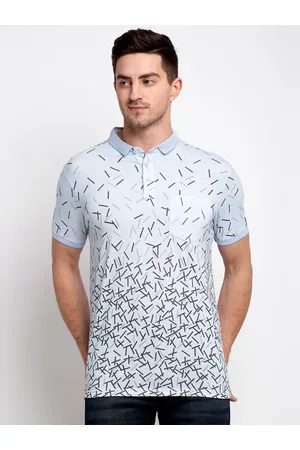 Rodamo Men Blue Printed Polo Collar T-shirt