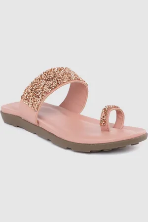 Funku Fashion Women Peach-Coloured Embellished One Toe Flats