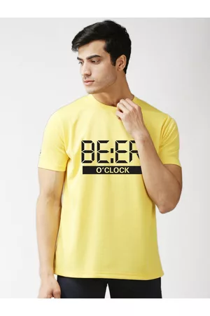 EPPE Men Yellow Typography Printed Dry-Fit Sports T-shirt