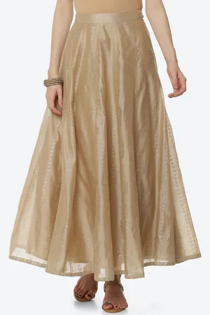 Rangriti Women Gold-Coloured Flared Maxi Skirts