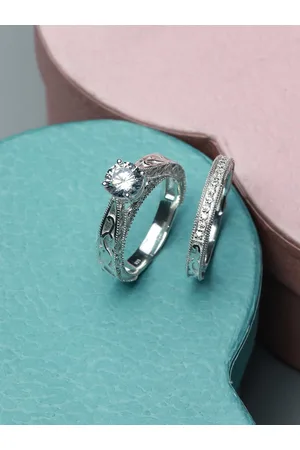 Priyaasi 925 Sterling Silver Solitaire Stack Rings