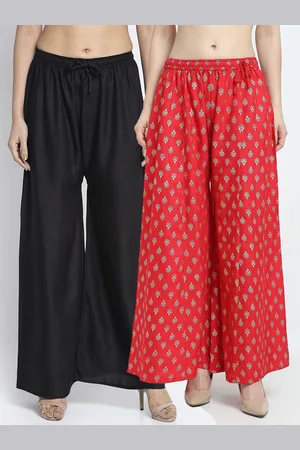 Jinfo Women Black & Red Set Of 2 Printed Palazzos