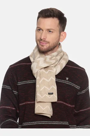 513 Clothing Men Beige Chevron Patterned Muffler