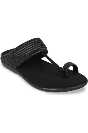 Metro Women Black Fashion Open Toe Flats