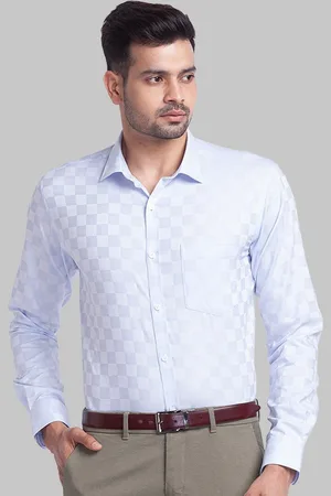 Park Avenue Men Blue Slim Fit Checked Organic Cotton Formal Shirt