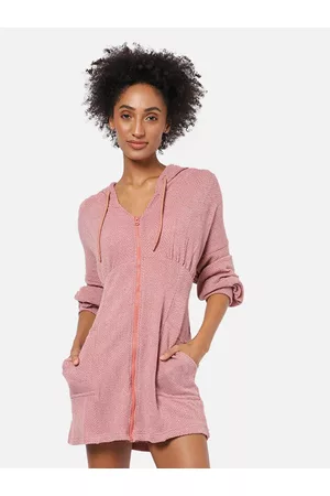 Campus Women Peach Self Design Wool Mini Jumper Dress