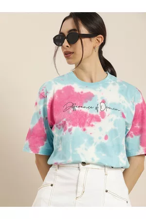 Difference of Opinion Women Multicoloured Tie and Dye Dyed Loose T-shirt
