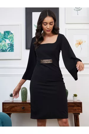 ATHENA Black Scuba Formal Sheath Dress