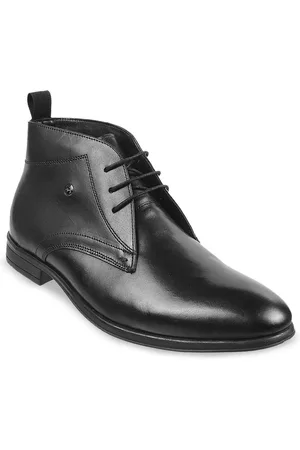 Metro Men Black Solid Formal Derbys Shoes