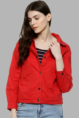 Campus Women Red Grey Windcheater Outdoor Padded Jacket