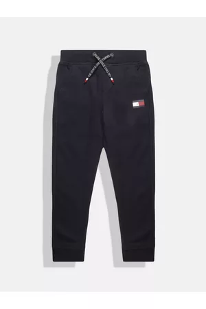 Tommy Hilfiger Boys Navy Blue Brand Logo Printed Pure Cotton Joggers