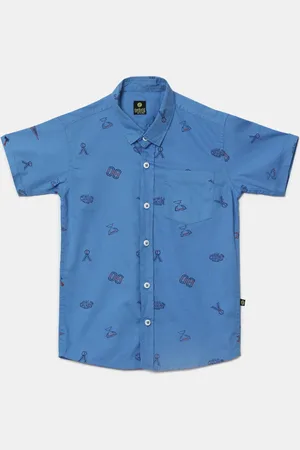 V-Mart Boys Blue Classic Printed Casual Shirt