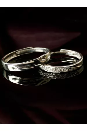 GIVA 925 Sterling Silver Rhodium Plated Silver Vintage Couple Band