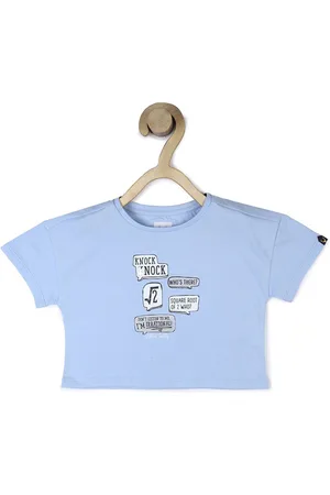 Allen Solly Girls Blue Printed Applique T-shirt