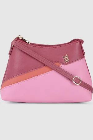 Baggit Pink & Maroon Colourblocked Structured Sling Bag