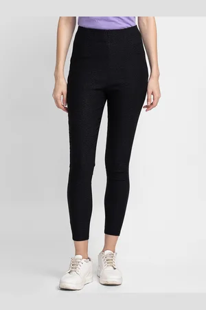 Globus Women Black Printed Smart Skinny Fit High-Rise Trouser