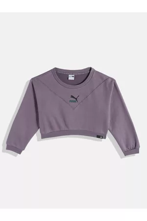 PUMA Girls Purple Classics GRL Crop Sweatshirt