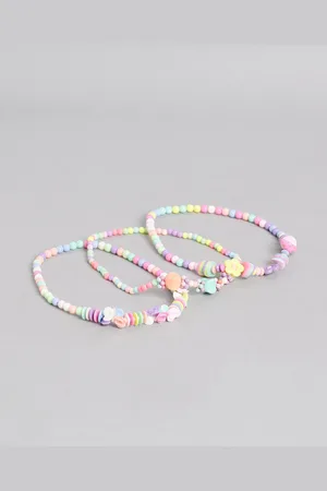 EL REGALO Girls Pink & Blue Set of 3 Beaded Necklace