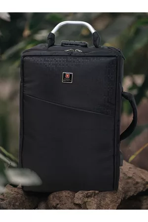 Swiss Military Unisex Black & Grey Geometric Backpack