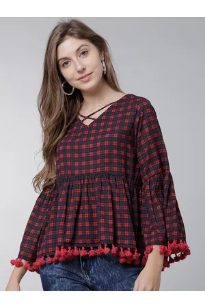 Tokyo Talkies Women Checked Peplum Top