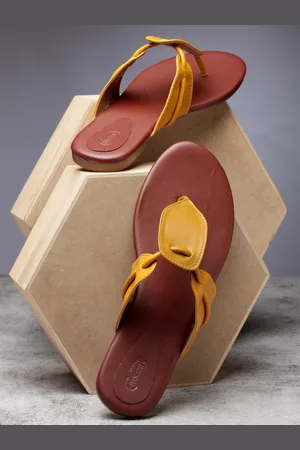 PANAHI Women Mustard Colourblocked Open Toe Flats