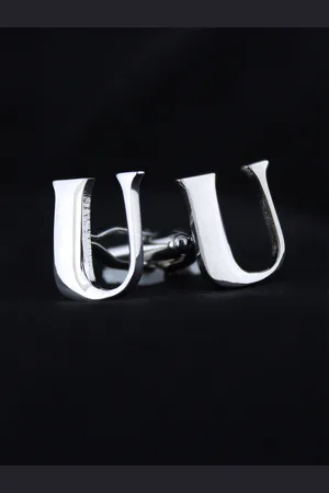 PELUCHE Silver-Toned Alphabet Cufflink