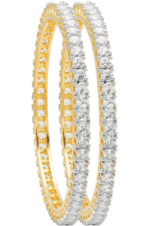Shivansh Set Of 2 Gold-Plated White Stone-Studded Bangles