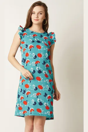 Miss Chase Women Green Printed Sheath Dress