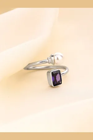 FableStreet 925 Sterling Silver Rhodium- Plated Finger Ring